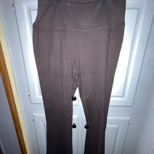 Brown Stretch Knit Flare Leg Pants